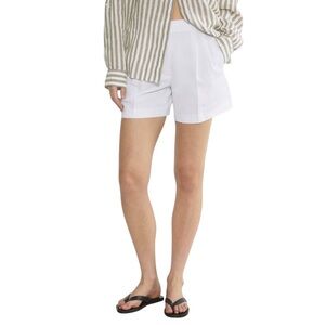 Aritzia The Effortless Short High-Rise Mid-Thigh Pleated White CruiseLinen Sz 14